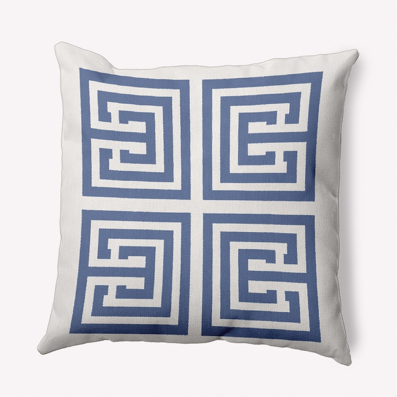 Greek Key Decorative Indoor/Outdoor Pillow - 16" x 16" - Cadet Blue