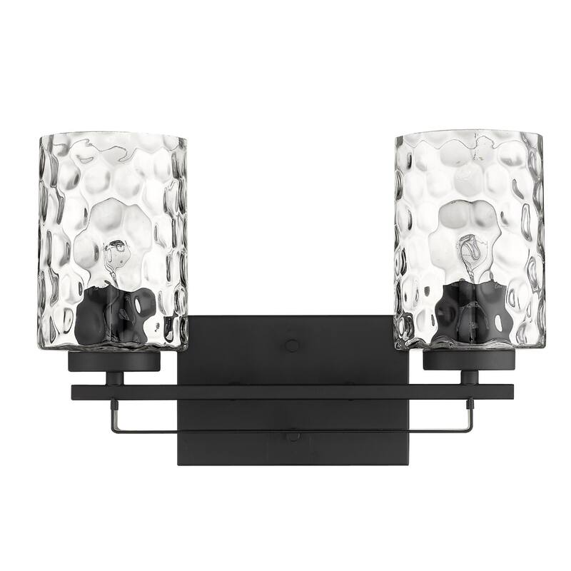 Hardwired Double Light Wall Sconce with Dimmable Steel Fixture and Clear Glass for Bathroom or Hallway - 10" H x 15" W x 6" D