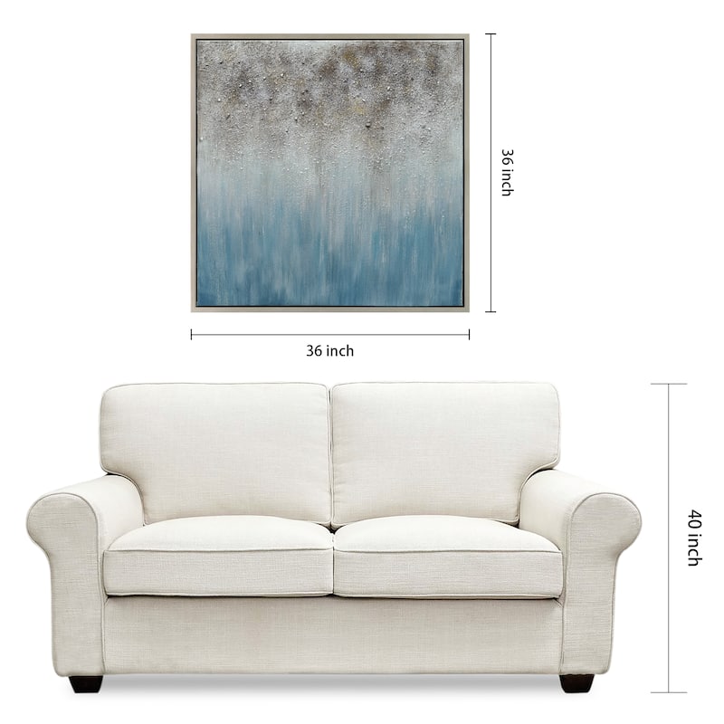 Blue Shadow Textured Glitter Hand Painted Canvas Wall Art