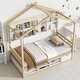 preview thumbnail 27 of 33, Wooden Twin House Bed with Bedside Built-in Storage Shelves,Kids Bed Design