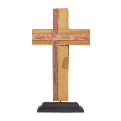 Wood Cross Handmade Sculpture - Brown - Roche River Decor