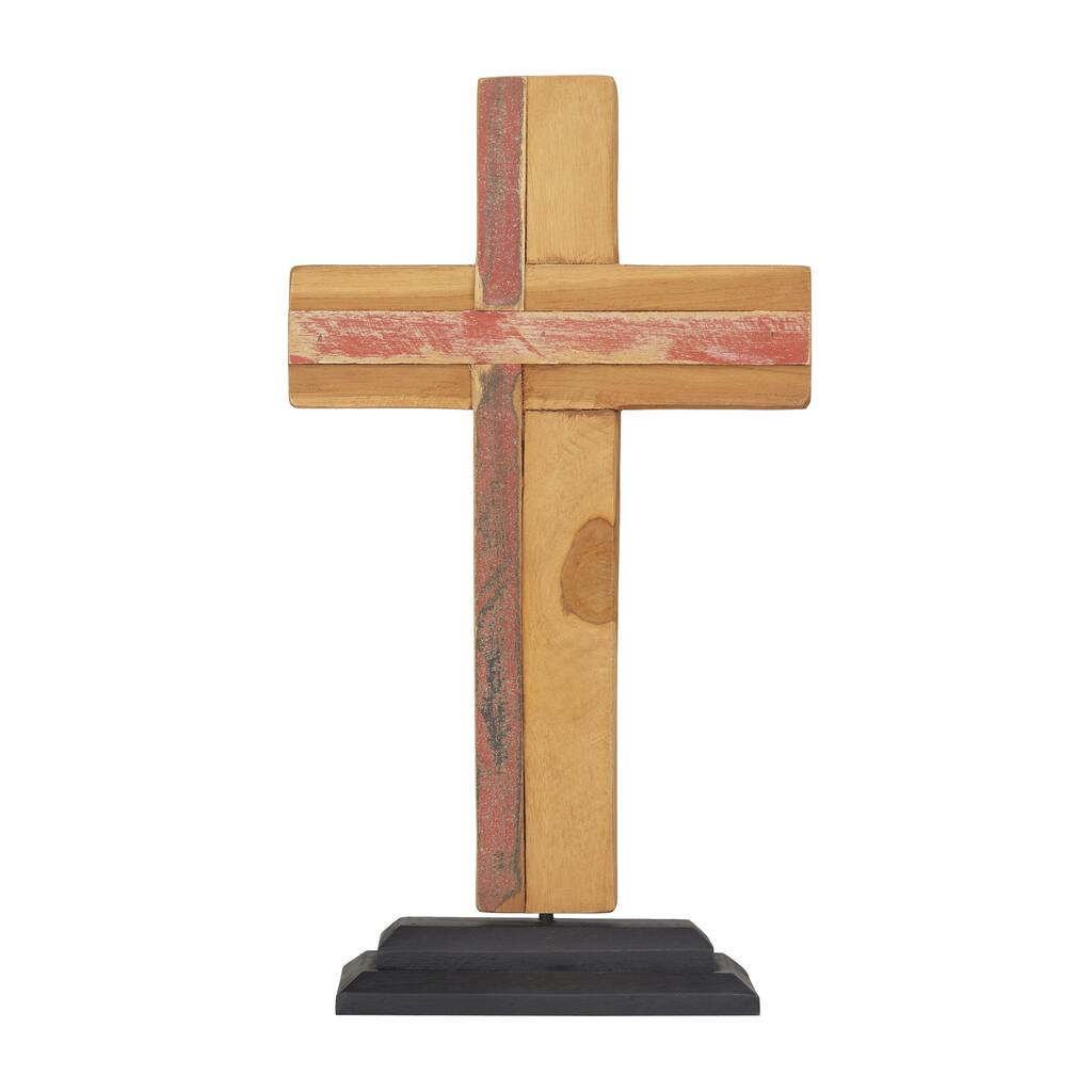 Wood Cross Handmade Sculpture - Brown - Roche River Decor