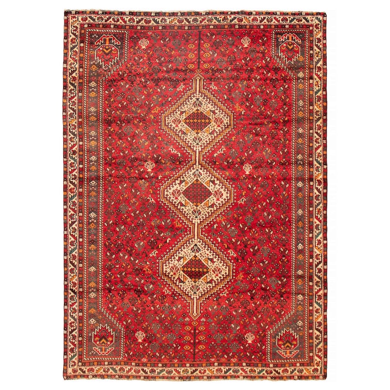 ECARPETGALLERY Hand-knotted Melis Red Wool Rug - 6'9 x 9'8 - Red - 6'9 x 9'8