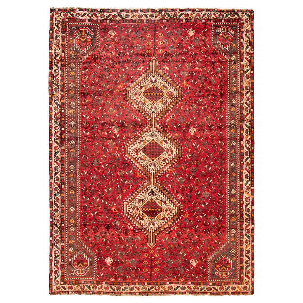 ECARPETGALLERY Hand-knotted Melis Red Wool Rug - 6'9 x 9'8