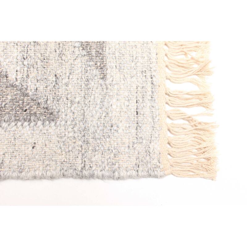 ECARPETGALLERY Flat-Weave Ankara FW Light Grey Wool Kilim - 5'2 x 7'7