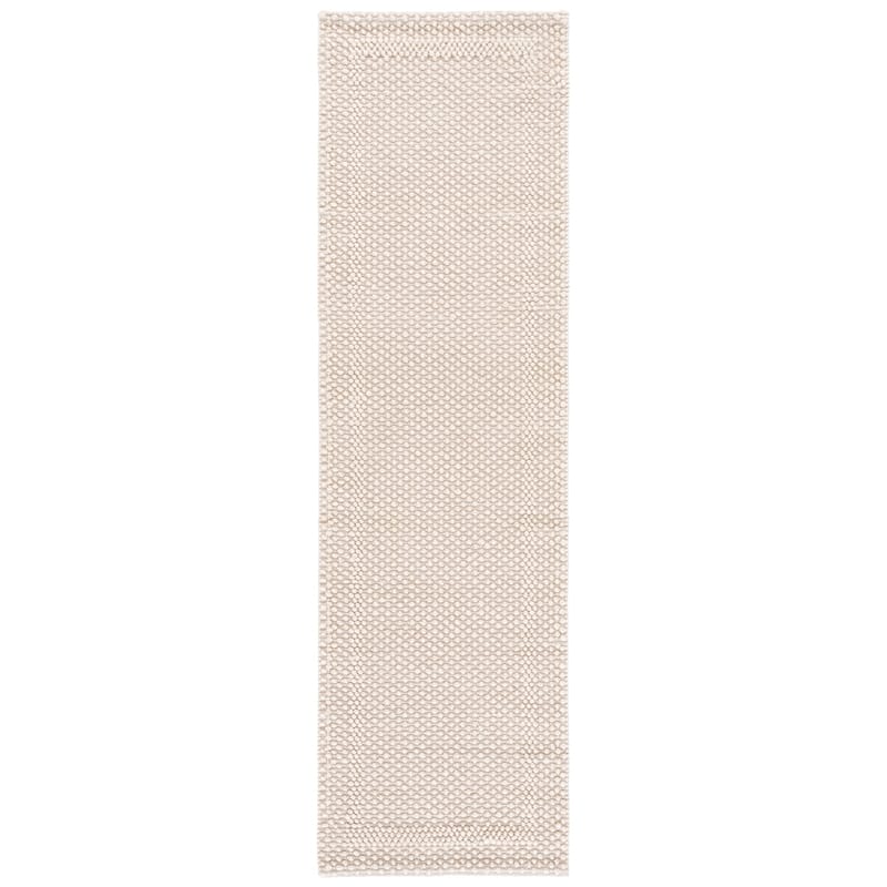 SAFAVIEH Handmade Natura Eibhleann Raised Textured Wool Blend Rug - 2'3" x 8' Runner - Ivory