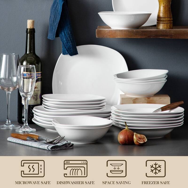 MALACASA Elisa 24-Piece Dinnerware Set (Service for 6)