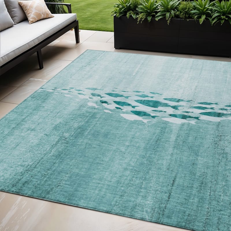 HomeRoots Nautical Transitional Rectangle Outdoor Rug - 5' X 8'