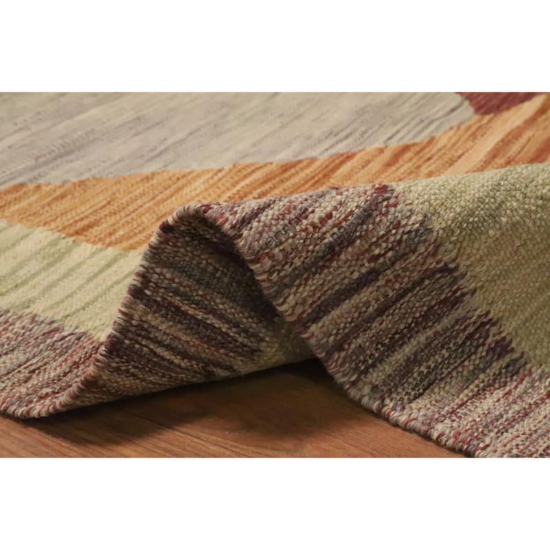 Hand Woven Oriental 100% Wool Carpet Southwestern Modern Greys & Charcoal Kilim Area Rug - 8' 1'' X 4' 11''