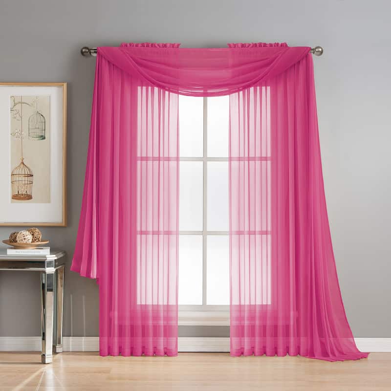 Window Elements Diamond Sheer Voile Extra Wide Curtains (Set of 2)