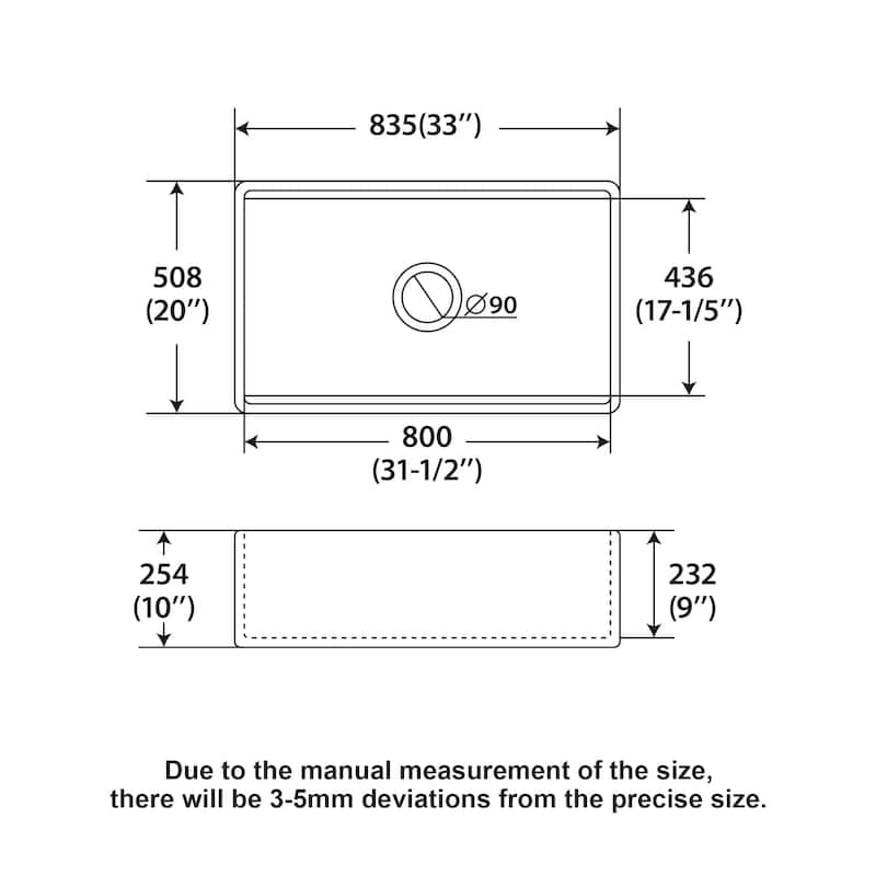 33" White Farmhouse Kitchen Sink Workstation - 33 x 20 x 10 inch White Porcelain Ceramic Sngle Bowl Kitchen Sink