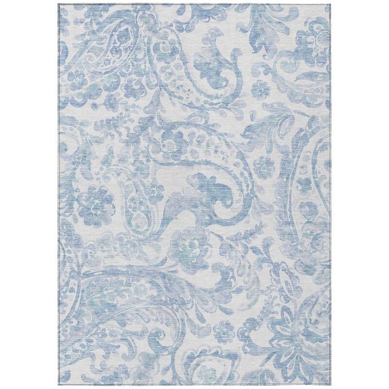 Machine Washable Indoor/ Outdoor Chantille Traditional Scroll Rug