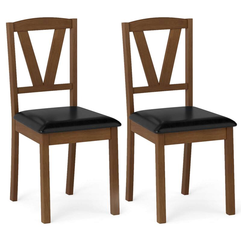 Costway Dining Chairs Set of 2/4 PU Leather Dining Room Chairs with - 2 pcs - Set of 2