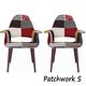 preview thumbnail 40 of 56, Set of 2 Organic Upholstered Fabric Modern Armchairs with Dark Walnut Brown Wooden Legs for Dining Room Office or Accent Chair Patchwork S