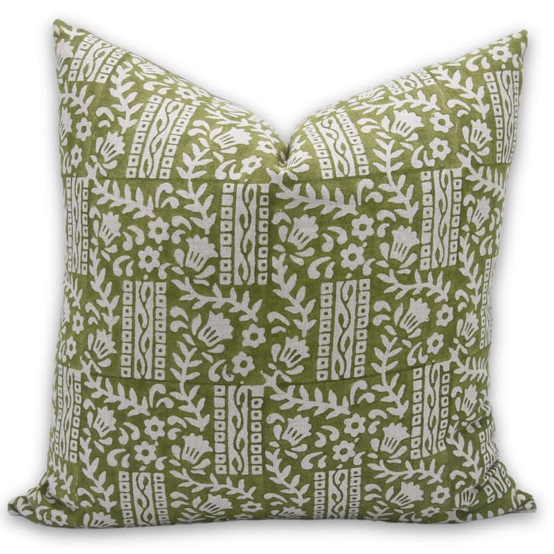 Linen Handmade Block print pillow Cover- Mumtaaj - Pillow Covers - 24" x 24"