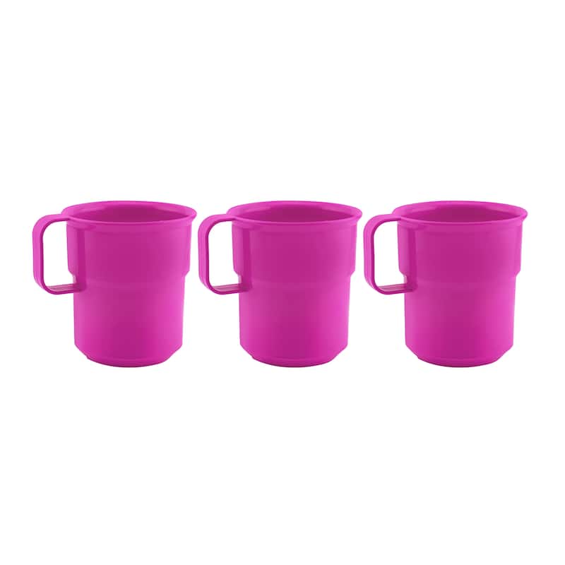 Break-Resistant Plastic Cup Mugs for Coffee, Juice - 8oz Pack of 3 - Pink
