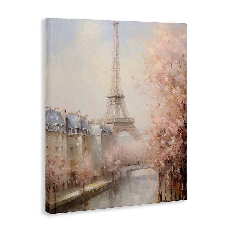 Stupell Soft Eiffel Tower River View Canvas Wall Art Design By Arlington Prints