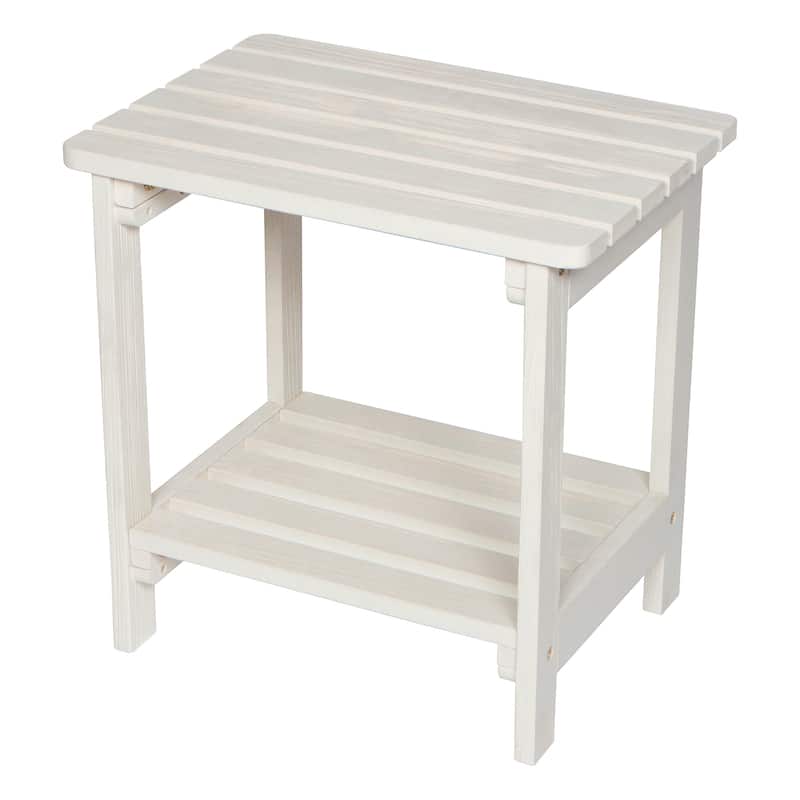 Laguna Adirondack Weather-Resistant 19.75" Wood 2 Tier Side Table by Porch & Den - Off White