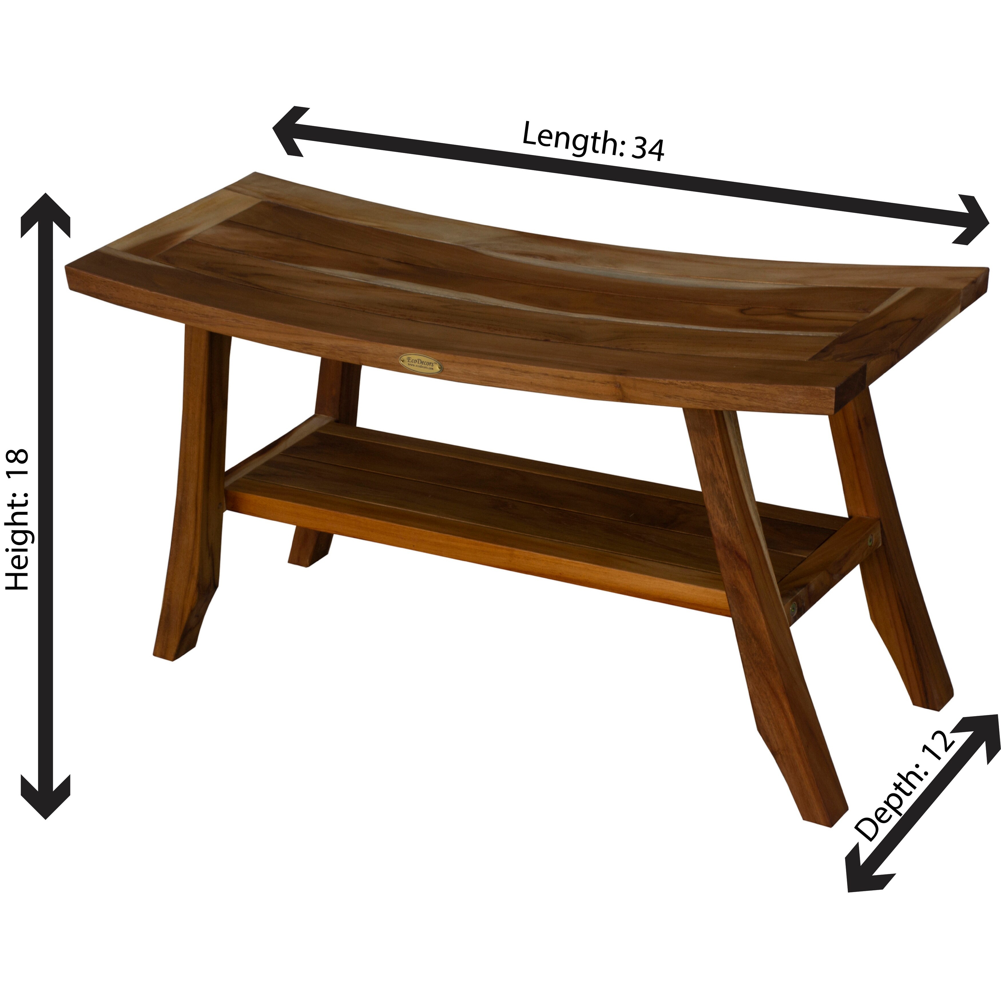 EcoDecors Satori 34 Inch Teak Shower Bench Wooden Bench Bathroom Bench Shower Seats for Adults Teak Shower Stool Bed Bath Beyond 28301047
