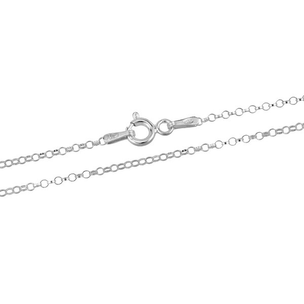 Sterling Silver Cubic Zirconia 18 Inch Rolo Chain Necklace