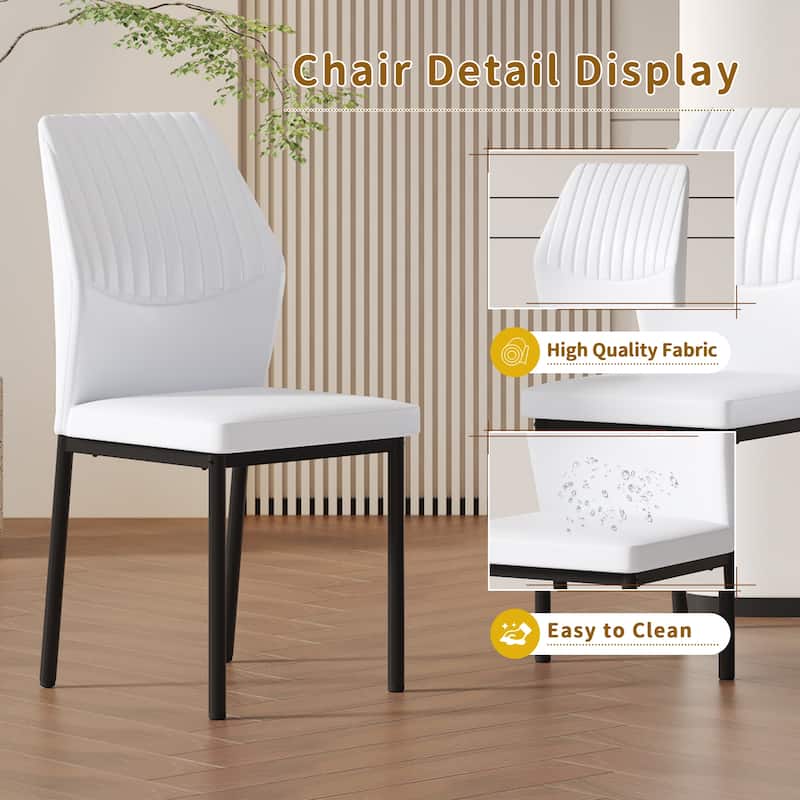 Luxury Simple Chair-Set Of 4 Dining Chair With Metal Leg.The Chair Back Has A Vertical Stripe Design