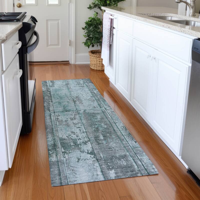 Premium Washable Super Soft Modern Panel Mayfield Rug - Teal - 2'3" x 7'6"