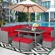 preview thumbnail 37 of 66, Costway 7 PCS Patio Rattan Dining Set Sectional Sofa Couch Ottoman - See Details Red