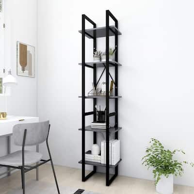 vidaXL 5-Tier Book Cabinet Gray 15.7"x11.8"x68.9" Engineered Wood - 15.7" x 11.8" x 69.9"