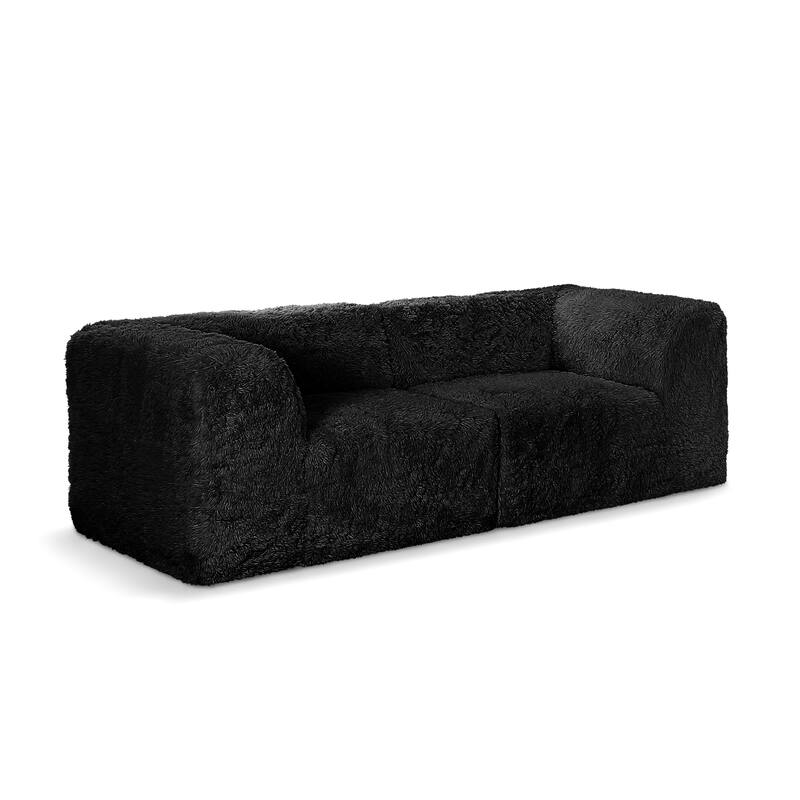 Furniture of America Ylena Modern 2-Piece Faux Fur Foam Modular Compressed Loveseat
