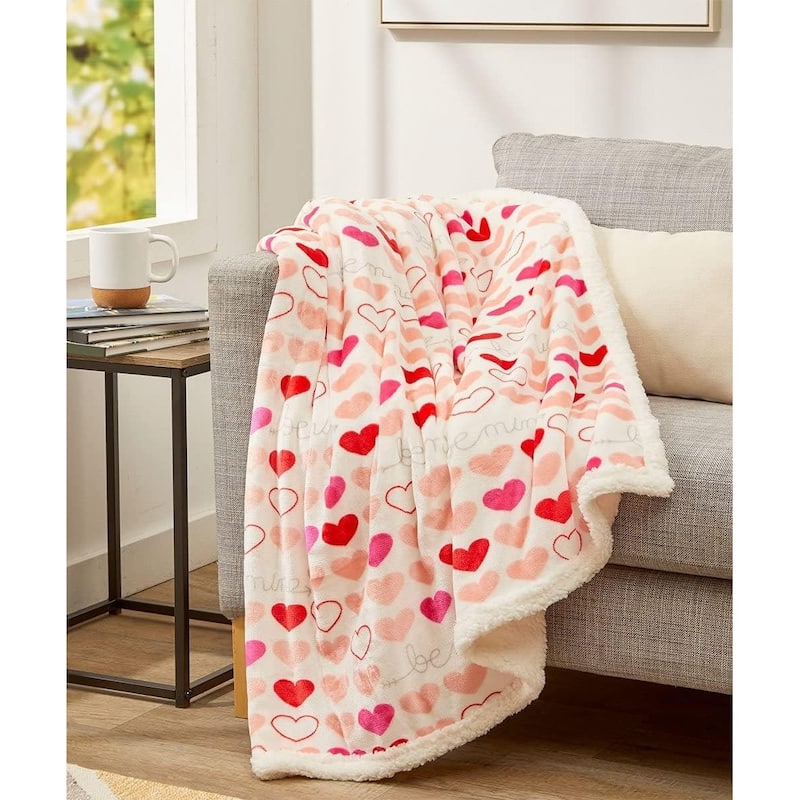 EIQOCCA Décor&More Amor Eterno Be Mine Love Collection Valentine's Day Heart Ultra Plush Throw Blanket (50" x 60") - Be Mine