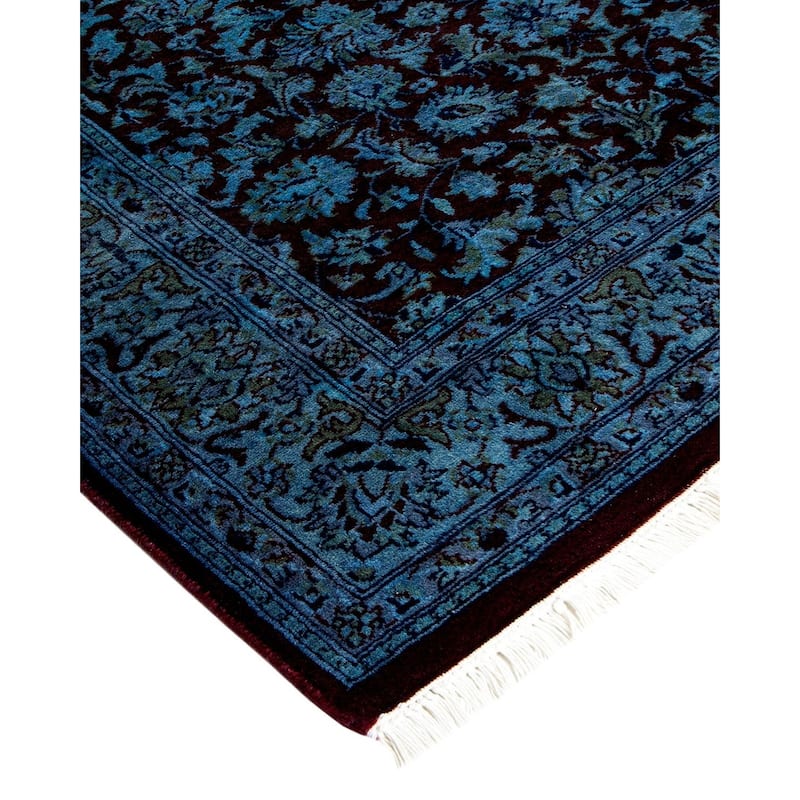 Overton Hand Knotted Wool Vintage Inspired Modern Contemporary Overdyed Blue Area Rug - 3' 2" x 5' 1"