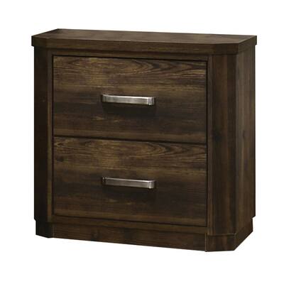 Brown 2 Drawer 24 in. W Nightstand with Sturdy Hardware and Ample Storage