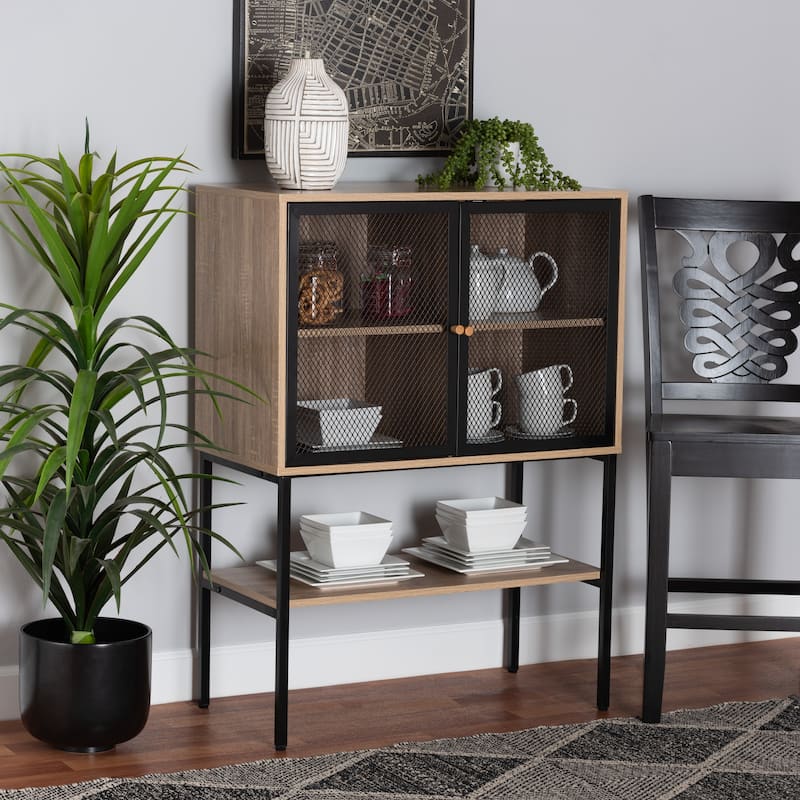 Asher Modern Industrial Natural Brown Finished Wood and Black Metal 2