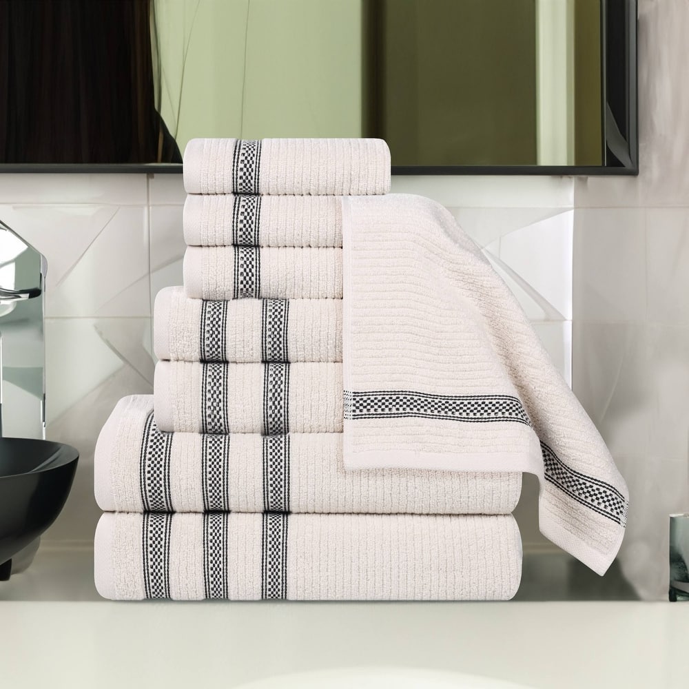 Superior Brea Zero Twist Cotton Ribbed Modern 8 Piece Bathroom Towel Set