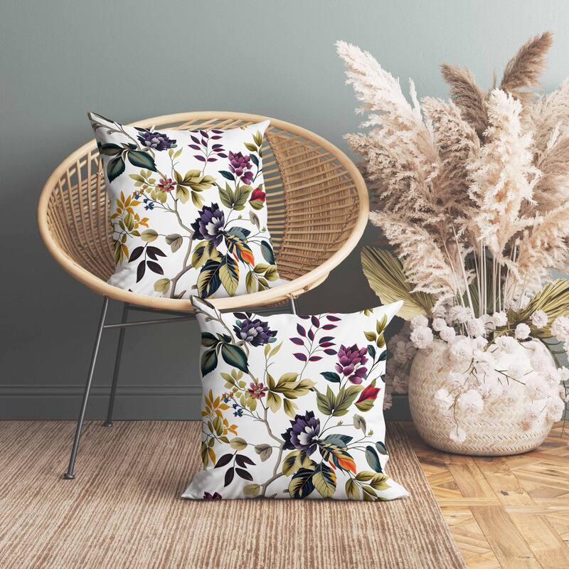 Majestic Gardens Indoor/Outdoor Reversible Throw Pillow White and Blue