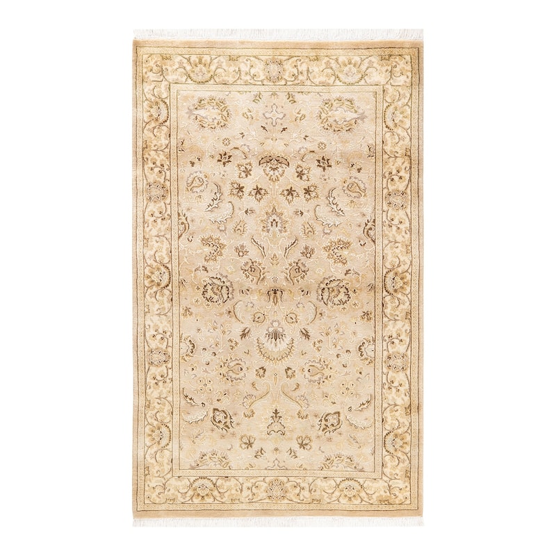 Overton Hand Knotted Wool Vintage Inspired Traditional Mogul Ivory Area Rug - 3 x 5