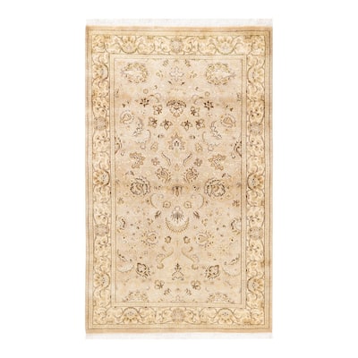 Overton Hand Knotted Wool Vintage Inspired Traditional Mogul Ivory Area Rug - 3 x 5