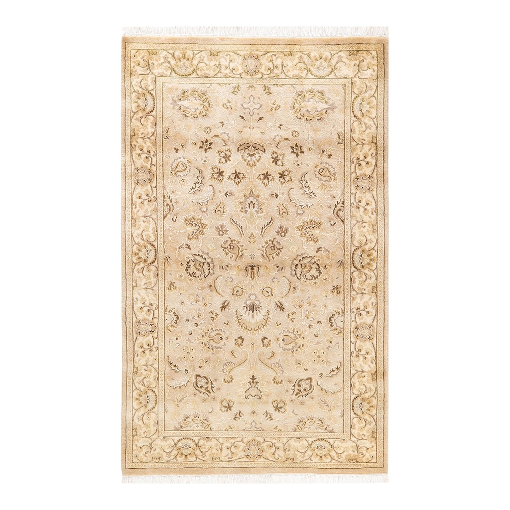 Overton Hand Knotted Wool Vintage Inspired Traditional Mogul Ivory Area Rug - 3 x 5