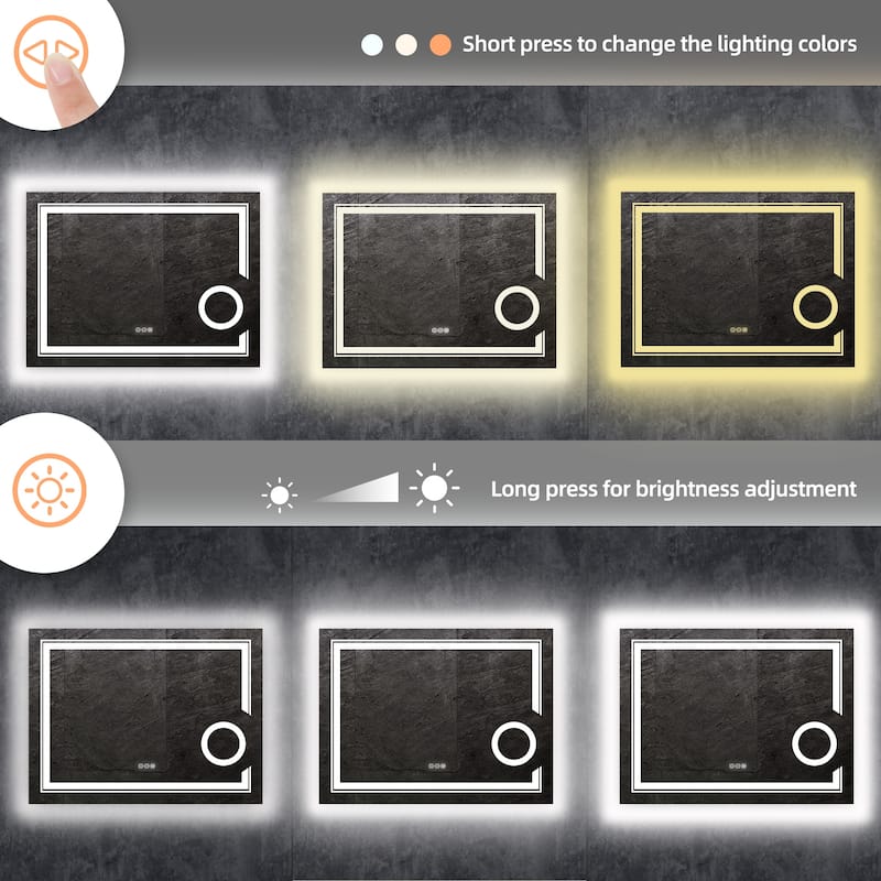 LED Backlit Dual Light Bathroom Mirror Makeup Anti-Fog with Magnifier