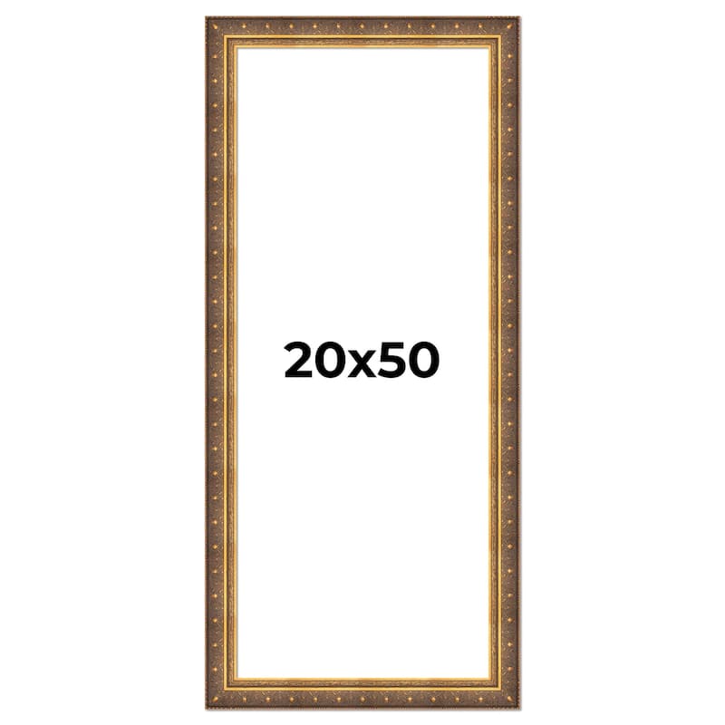 20x50 Frame Vintage Gold Solid Wood Picture Frame | 2.5 Inch Moulding