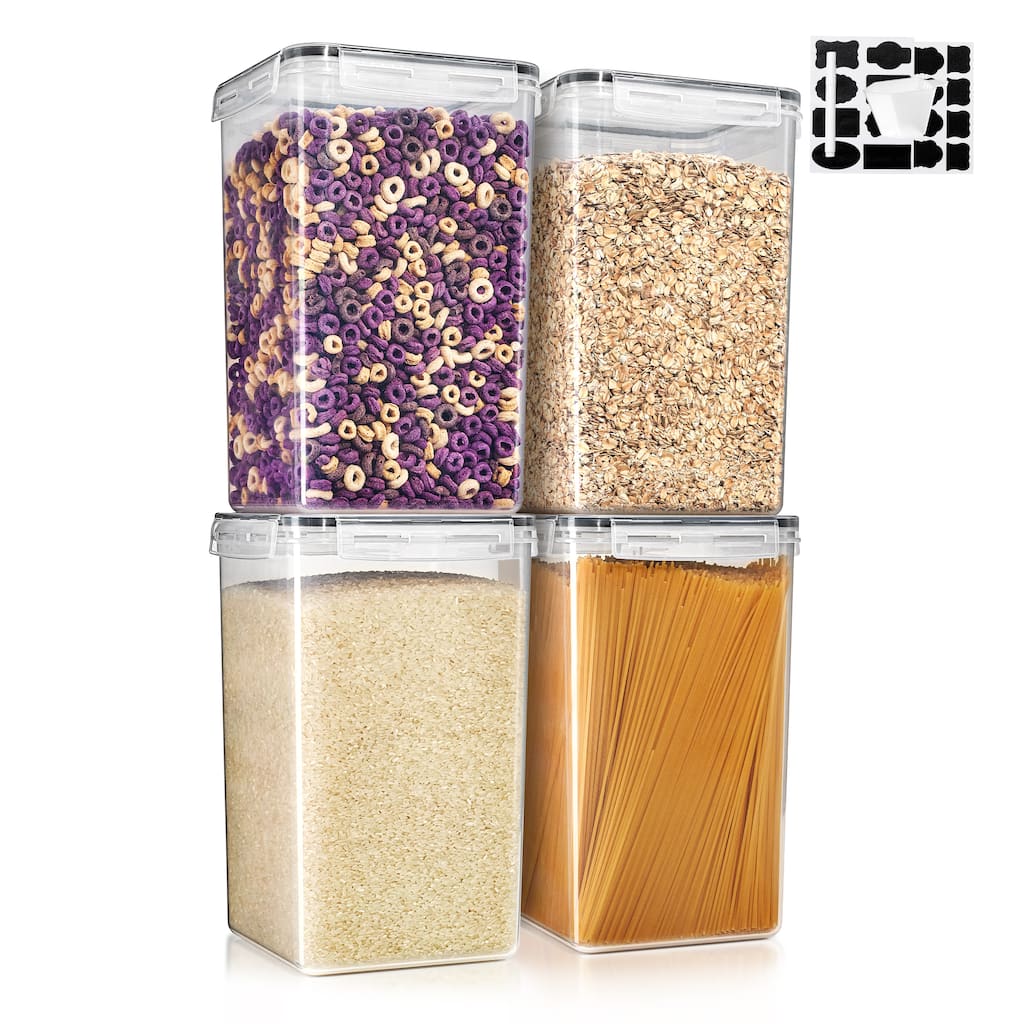 Sorbus Airtight Food Storage Containers with Locking Lids, Measuring Spoons & Labels - 4 Pack (6.5L/219.79 Oz)