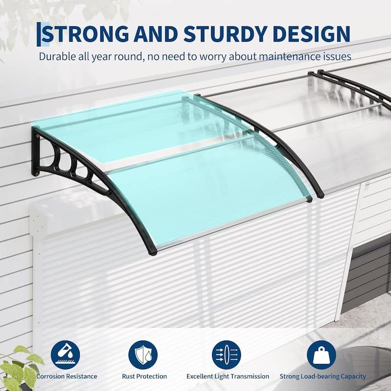 40"x40" Window Awning Canopy Exterior, Polycarbonate Cover, for Door Entrance - N/A