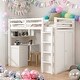 preview thumbnail 1 of 56, Twin size Loft Bed with Drawers, Desk and Wardrobe, Space-saving, White White