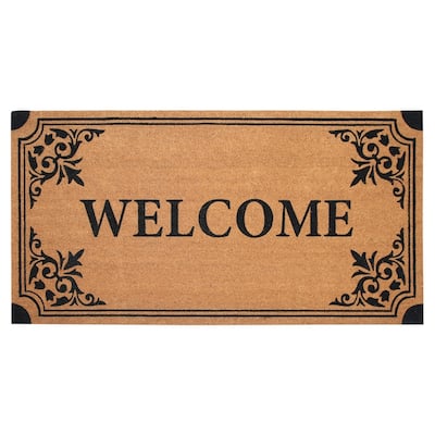 Chesapeake Coir Natural Black Non-Slip Doormat (36" x 72")