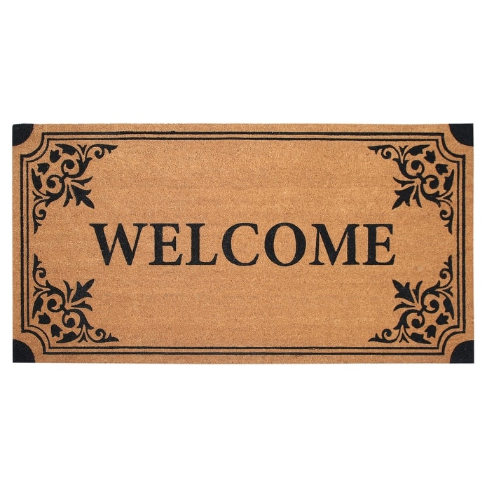 Chesapeake Coir Natural Black Non-Slip Doormat (36" x 72")