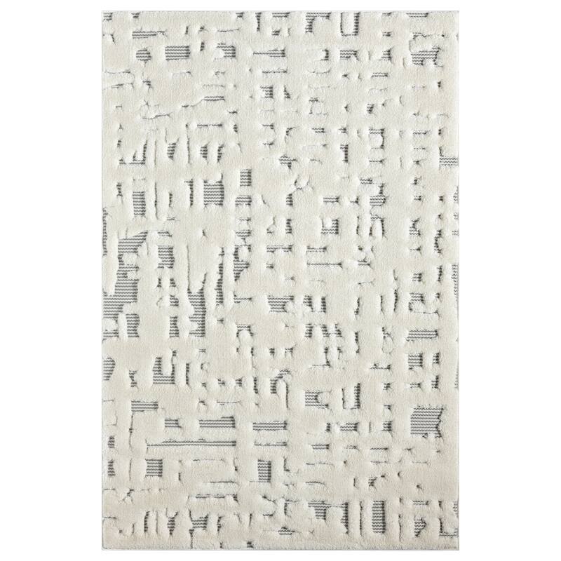 Natural Collection Modern Abstract Area Rug - 2' x  3' - Cream/Grey