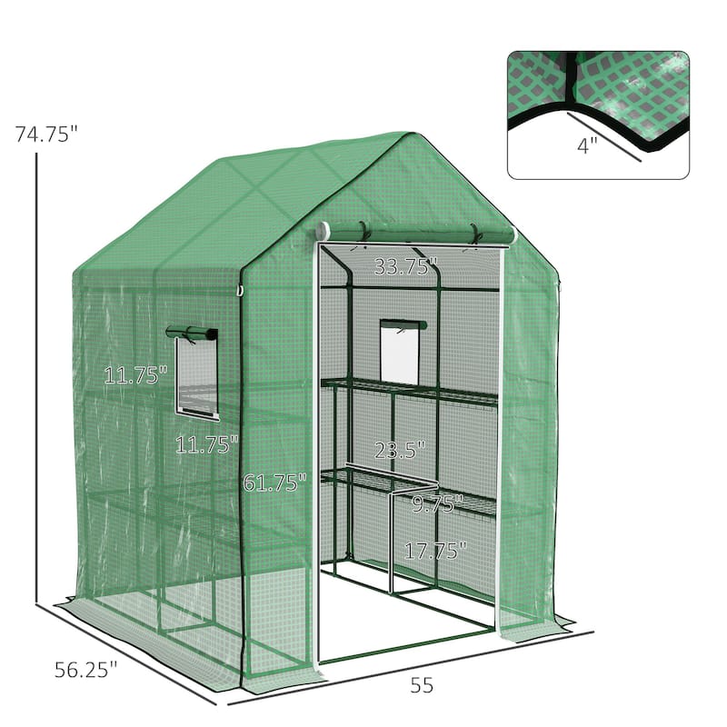 Outsunny 4.6' x 4.7' Portable Greenhouse, Water/UV Resistant Walk-In Small Outdoor Greenhouse