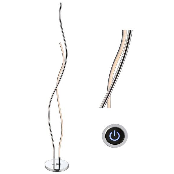 slide 2 of 26, Natalie 63.75" LED Integrated Floor Lamp, Chrome by JONATHAN Y Chrome