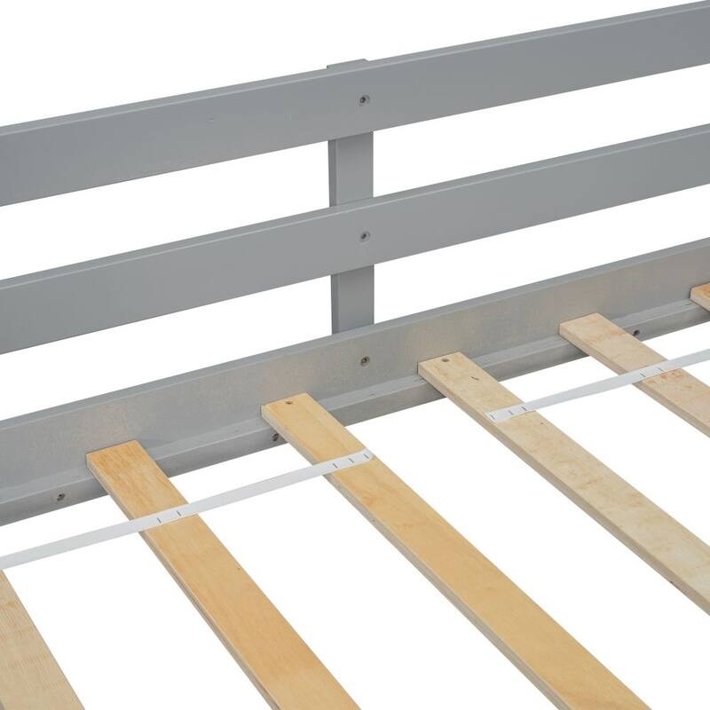 Twin Low Loft House Bed with Slide, Ladder, Safety Guardrails, House Roof Frame