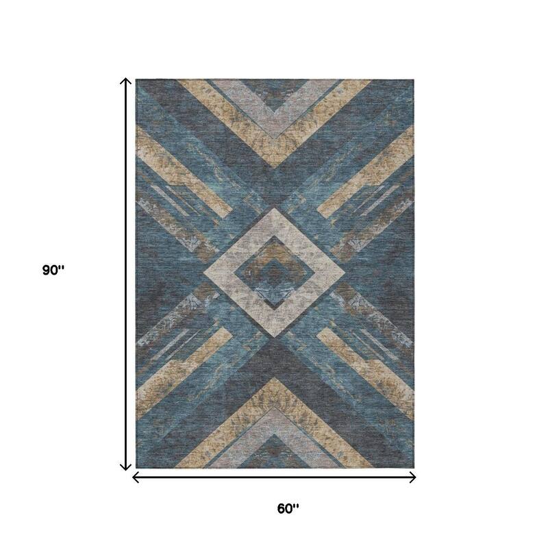 HomeRoots Geometric Transitional Rectangle Outdoor Rug